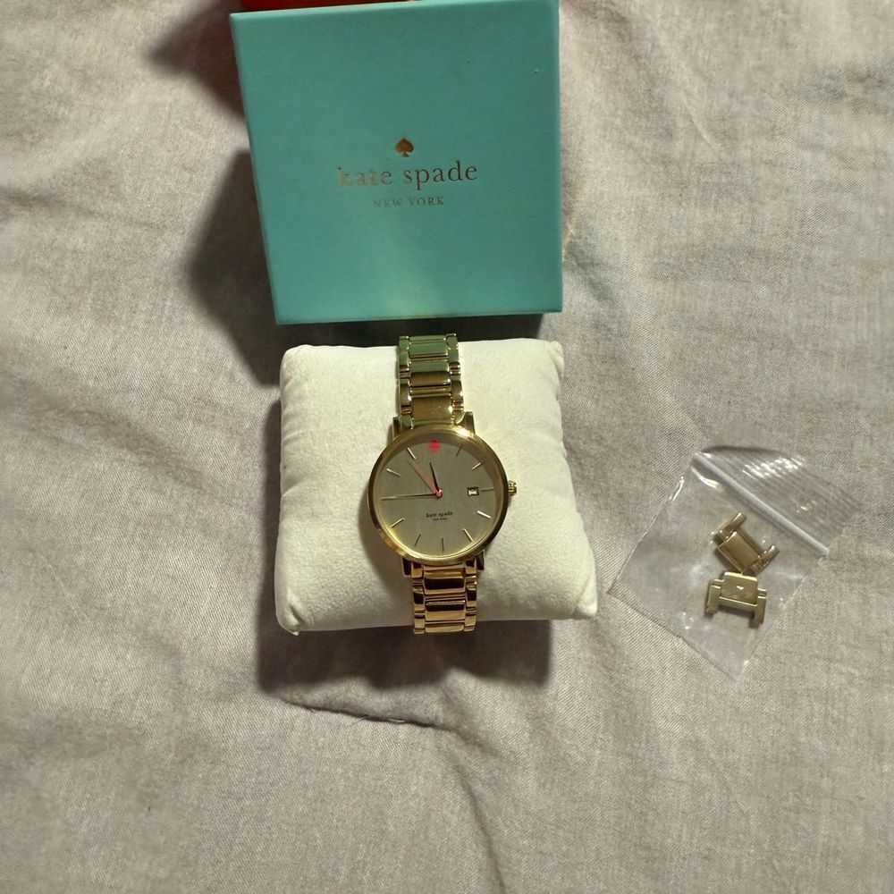 Kate Spade Gold Women's Watch with Gold Dial & Pink Spade